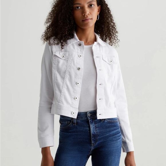 AG Adriano Goldschmied Robyn Jacket - Distressed White Denim - Size Medium - NWT - Picture 1 of 16